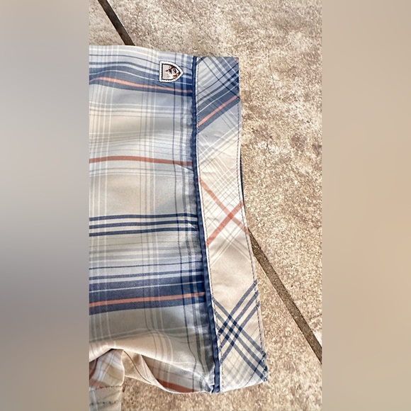 Kuhl ELuxur Short Sleeve Pearl Snap Shirt Mens Sz XL Blue Plaid Outdoor Hiking - Picture 6 of 6